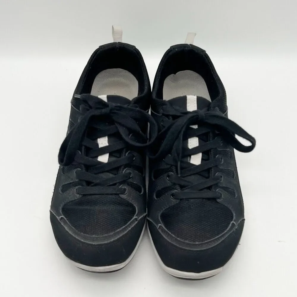 East Street Sport Ellen Black Leather Lace Up Sneakers Walking Shoe Women’s 10
